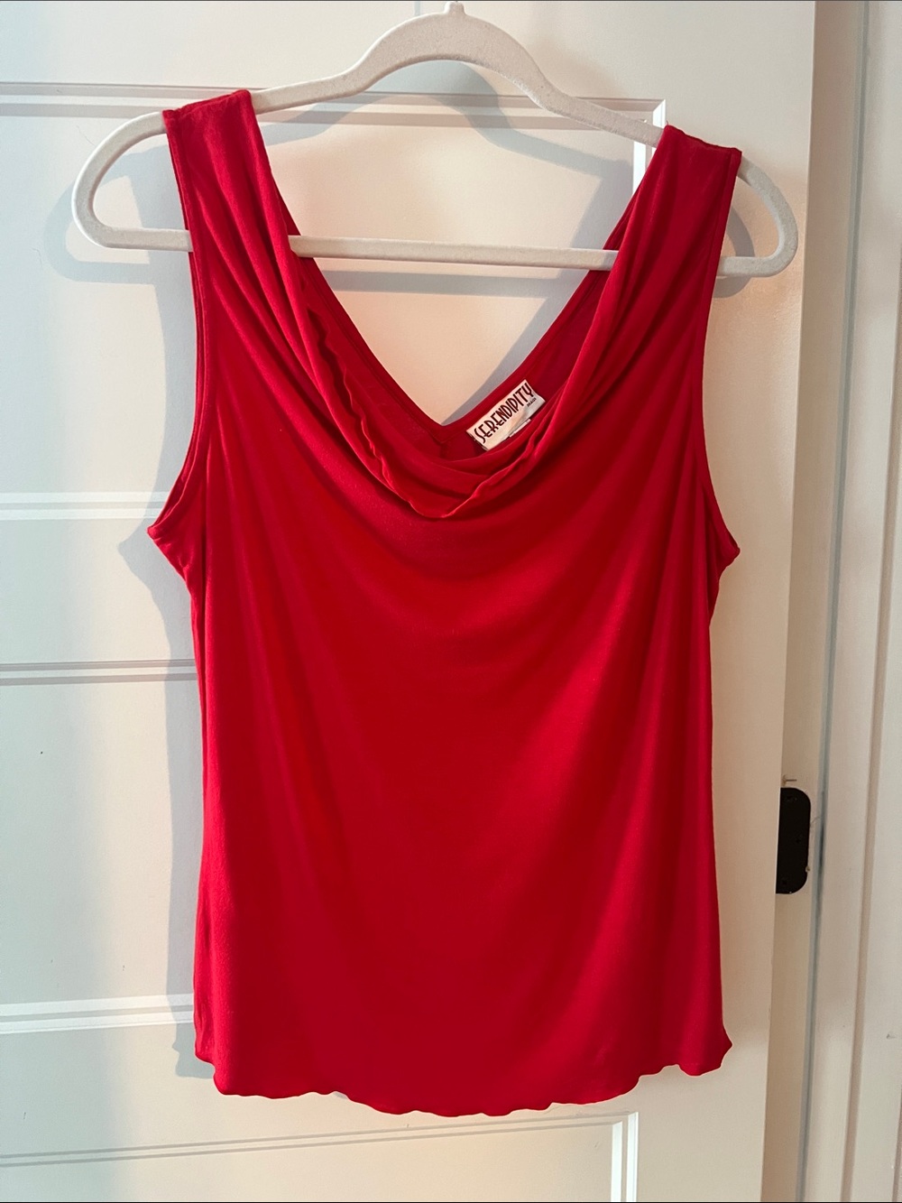 Scarlett Red Draped Cowl-Neck Sleeveless Camisole Top